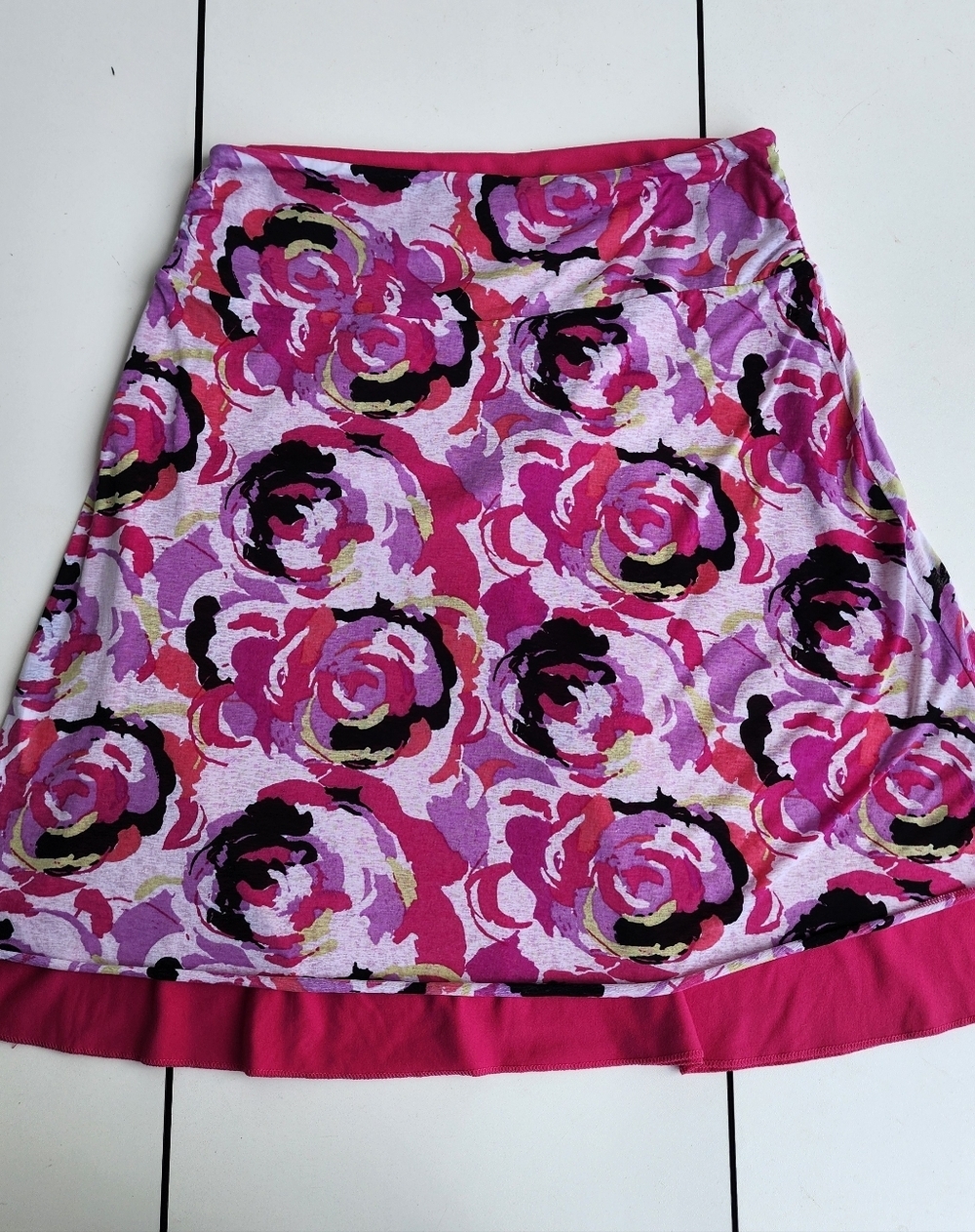 Tranquility Unbranded A-line Skirt Pink Purple Floral Reversible Stretch Small